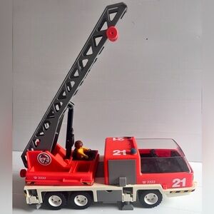 Vintage Playmobil Fire Truck Ladder Vehicle with Figure 1981